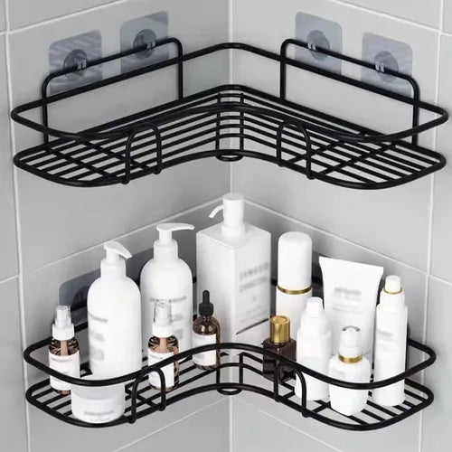 1pc Wall Mounted Bathroom Shelf, Shower Caddy Rack, No Punching Triangle Storage Rack For Bathroom Kitchen, Bathroom Accessories