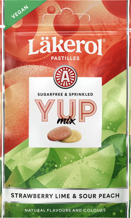 Läkerol YUP Mix Sour Peach & Strawberry Lime 30 g