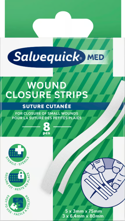 Salvequick WITH Wound Closure Strips 8 pcs