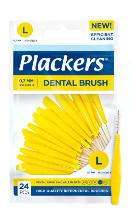 Plackers Dental Brush Interspace brush Yellow L (0.7 mm) 24