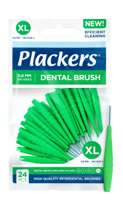 Plackers 牙科刷间隙刷绿色 XL（0.8 毫米）