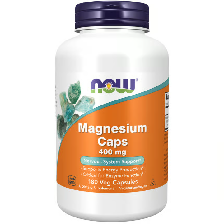 NOW Magnesium 400 mg 180 Veggie Capsules