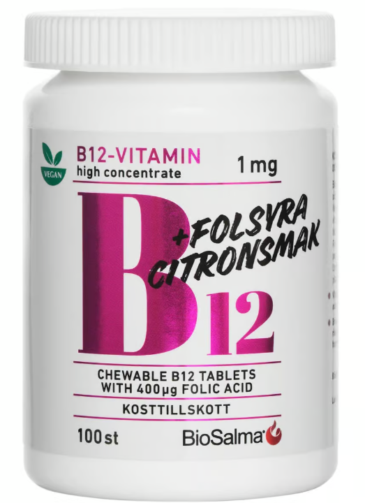 BioSalma Vitamin B12 1mg + Folic Acid 100 Tablets