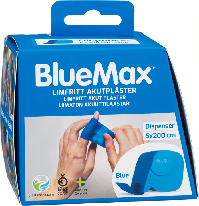 BlueMax Adhesive-Free Emergency Band-Aid Dispenser 5x200cm Blue 1 pc