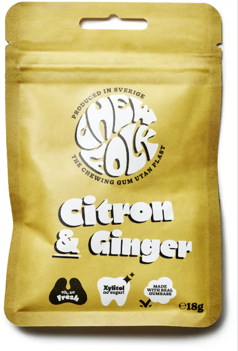 Chew Folk Chewing Gum Lemon & Ginger 18g