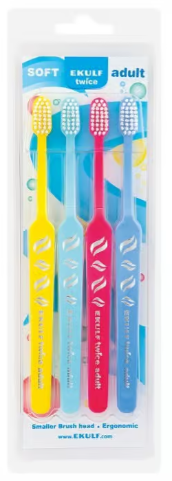 EKULF Twice Toothbrush Adult 4-pack