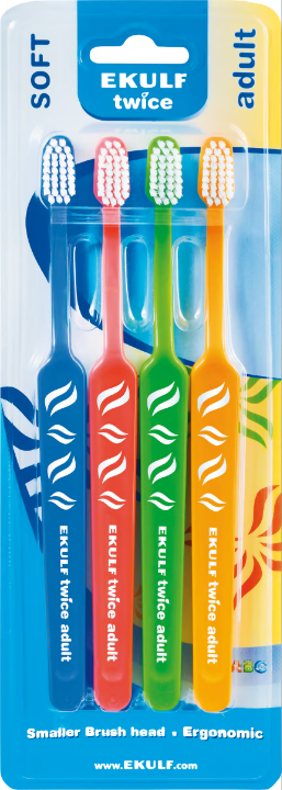 EKULF Twice Toothbrush Adult 4-pack