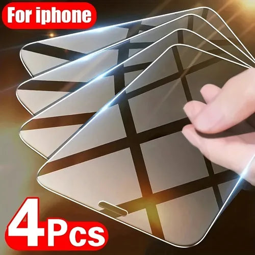 4PCS Tempered Glass For IPhone 11 12 13 14 Pro Max Mini Screen Protector For IPhone XR X XS Max 7 8 6 6S 14 Plus SE Glass