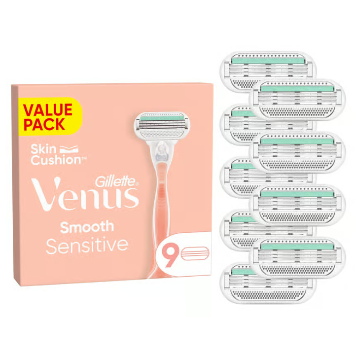 Gilette Venus Deluxe Smooth Sensitive Razor Blades 9 pcs