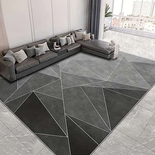 1pc, Modern Soft Area Rugs, Luxury Anti-fatigue Shaggy Floor Carpet, Premium Black Gray Area Rugs, Non-Slip TPR Backing Washable Carpet, Entrance Welcome Door Mat, Living Room Bedroom  Game Room Dormitory Carpet Room Decor Home Decor Rug