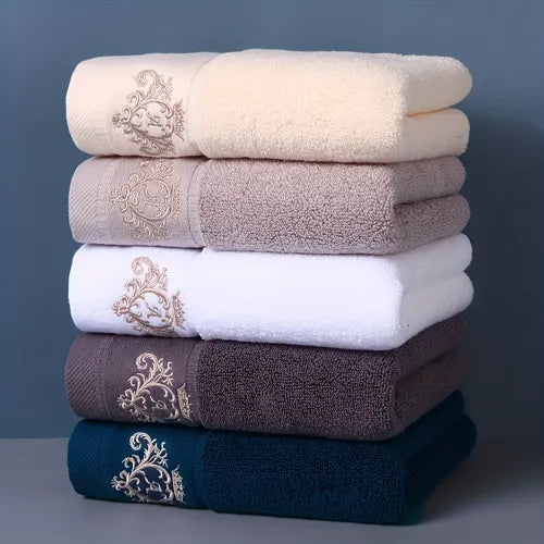 1/2/4pcs  Material Thickened Embroidered Towel Set, Crown Pattern Soft Absorbent And Not Faded, 34.8*74.93cm Hand Towel And 70.1*139.7cm Bath Towel Set, Suitable For Family Use