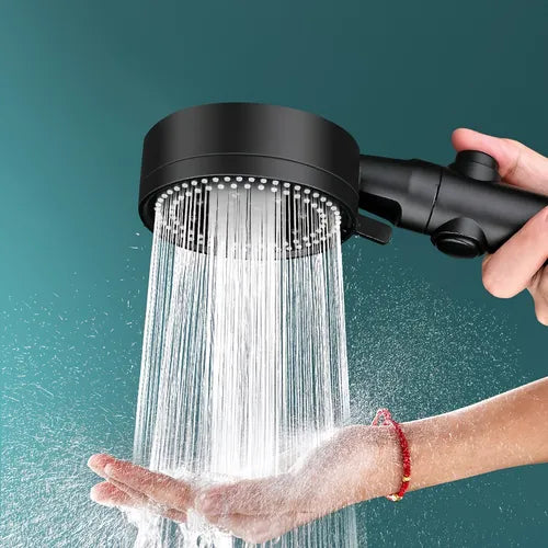 1pc High-Pressure Shower Head, Multi-Functional Hand Held Sprinkler With 5 Modes, 360°Adjustable Detachable Hydro Jet Shower Head With Pause Switch, All-Round Filter 9.8*3.5inch