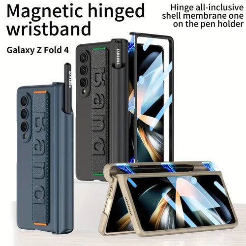 Suitable For Samsung Fold4 Phone Case, Full Coverage, Anti-fall, Magnetic Suction, Hinge Axis Protection, Pen Holder, Can Be Inserted Into The Pen Case Film, Integrated Lens Protection