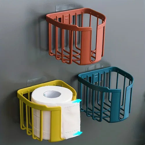 1pc Punch-free Toilet Paper Shelf, Toilet Tissue Box, Wall-mounted Toilet Paper Holder, Roll Paper Box