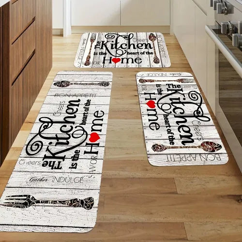 1pc Flannel Kitchen Floor Mat, Non-slip Oil-proof Floor Mat, Soft Rug, Rustic Wooden Waterproof Kitchen Mat, Dirt-resistant Floor Mat, Machine Washable, Entrance Doormat, Kitchen Living Room Laundry Bathroom Water-absorbing Floor Mat, Room Décor