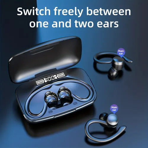 TWS Sports Earbuds With Earhooks, Wireless Earphone Waterproof Earphones With Microphone For IPhone And Android True Wireless Ear Buds