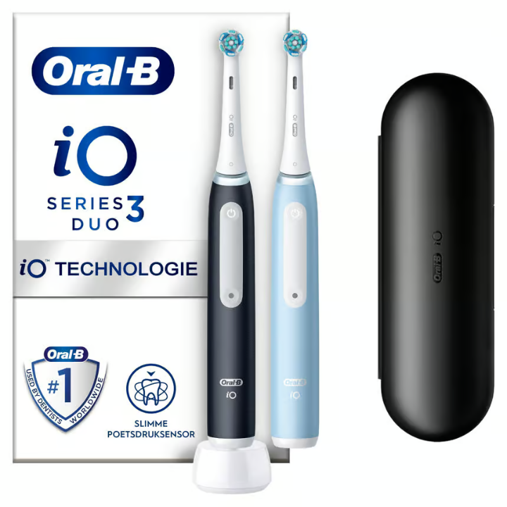 Oral-B iO 3 Duopack 2 electric toothbrushes, 2 heads, 1 travel case