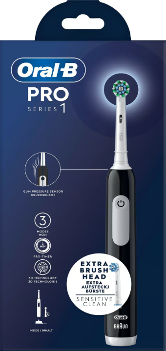 Oral-B Pro 1 Black electric toothbrush, 2 heads