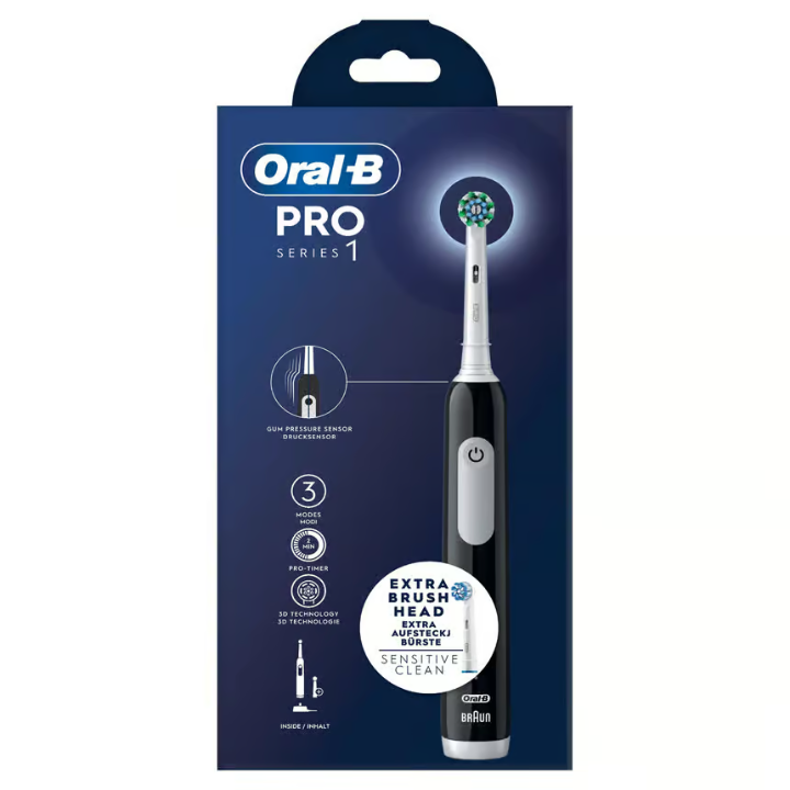 Oral-B Pro 1 Black electric toothbrush, 2 heads