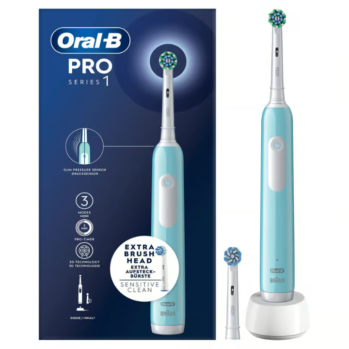 Oral - B Pro 1, Blue electric toothbrush with 2 heads