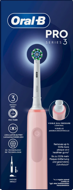 Oral-B Pro 3 Pink electric toothbrush, 2 Cross Action