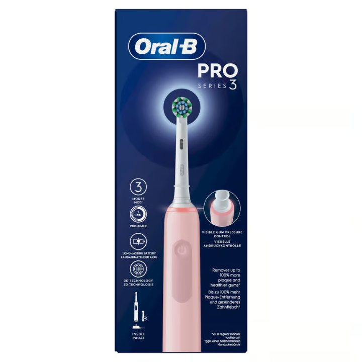 Oral-B Pro 3 Pink electric toothbrush, 2 Cross Action