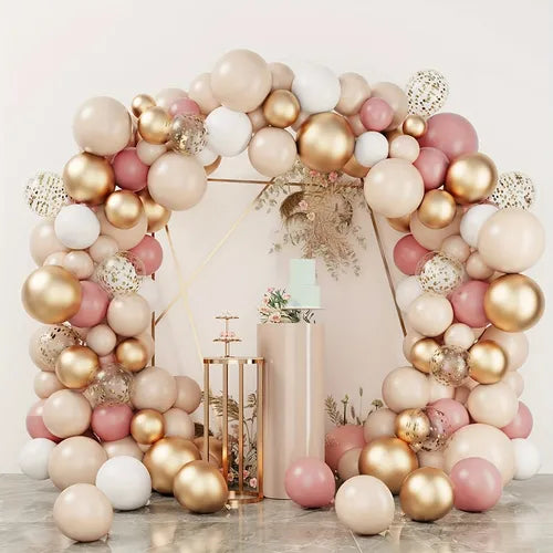 101pcs, Vintage Macaron Pink Golden White Confetti Latex Balloon Garland Arch Set For Girls Baby Shower Garden Tea Party Bachelorette Birthday Wedding Decoration