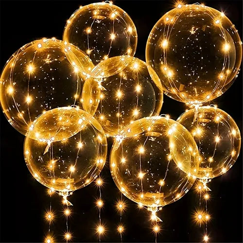 10pcs/lot, Bobo Balloon With Led Lights Transparent Clear Light Up Bubble Ballon Wedding Birthday Glowing Christmas Party Decoration, Creative Small Gift, Holiday Accessory, Party Supplies, Party Decorations Supplies, Wedding Decor, Wedding Supplies