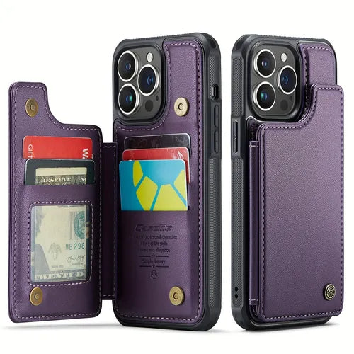 For IPhone 14/13/12/11 Pro Max Case With Card Holder Wallet Case For Women Men With PU Leather Kickstand Card Slots RFID Blocking, Magnetic Clasp Durable Shockproof Cover