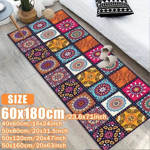 1pc, Soft Thickened Kitchen Floor Mat, Bohemian Non-slip Oil-proof Floor Mat, Waterproof Kitchen Mat, Dirt-resistant Floor Mat, Machine Washable, Entrance Doormat, Kitchen Living Room Laundry Bathroom Water-absorbing Floor Mat, Home Decor, Room Decor