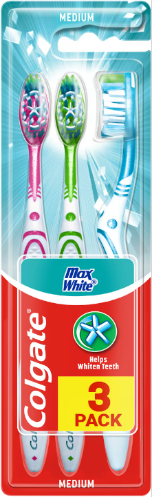 Colgate Max White Toothbrushes Medium 3-pack - Different colors