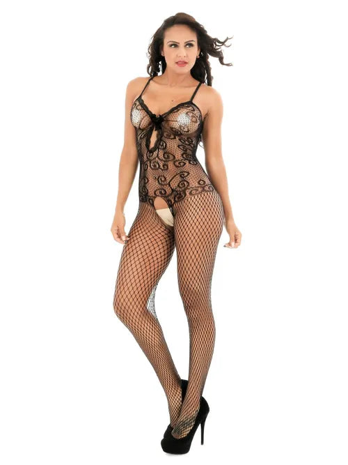 Women's Fishnet Floarl Lace Hollow Out Bodystockings