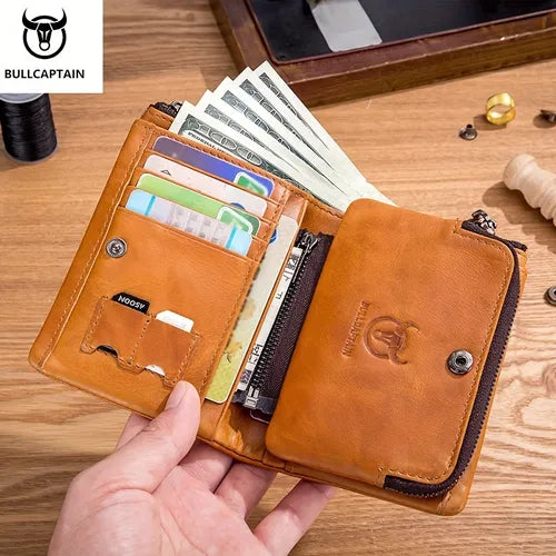 Genuine Leather Men's Wallet Leather Retro Wallet First Large-capacity Multi-card Driver's License Card Bag Multi-functional Fashion Can Be Split Pocket Wallet