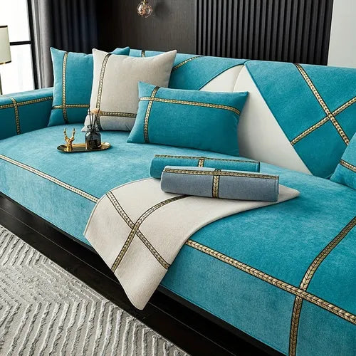 1pc Chenille Sofa Slipcover, Non-slip Sofa Cover, Four Seasons Universal Furniture Protector For Bedroom Office Living Room Home Decor