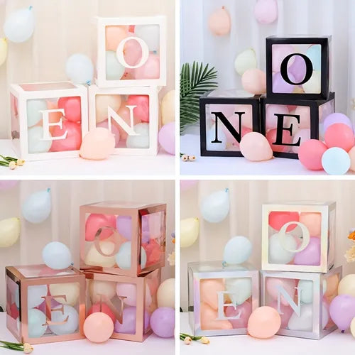 Set, ONE Transparent Balloon Box, Baby One Year Birthday Party Scene Decoration Props, Baby Gift Decoration, Photo Surprise Box (excluding Balloons), Creative Small Gift, Holiday Accessory, Birthday Party Supplies, Party Decorations Supplies