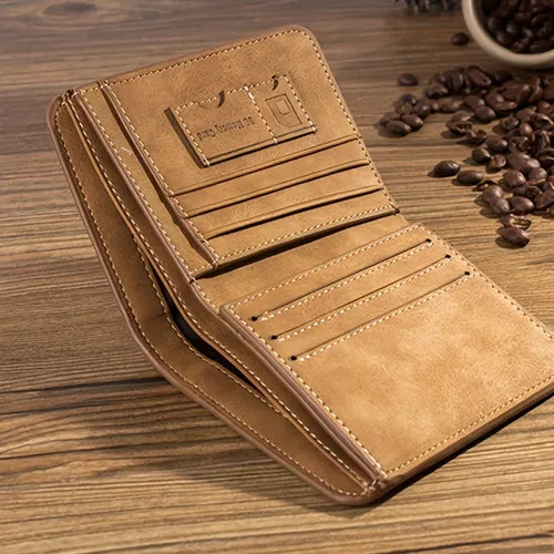 Men's Wallet Leather Card Holder Wallet New Retro Style Leather Credit Card/ID Holder Insert Coin Wallet Luxury Foldable Wallet