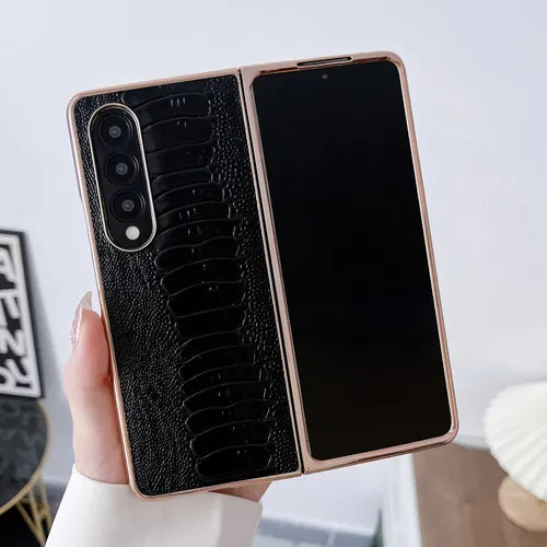 Genuine Leather Mobile Phone Case With Crocodile Pattern For Galaxy Z Fold 4, Galaxy Z Fold 3 5G