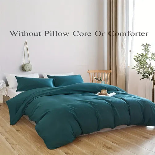 3pcs Duvet Cover Set, Solid Color Bedding Set, Soft Comfortable Duvet Cover, For Bedroom, Guest Room (1*Duvet Cover + 2pcs*Pillowcase, Without Core)