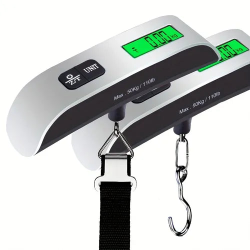 1pc Household T-shaped Webbing Luggage Scale Portable Green Light Fishing Hand Scale Steel Hook Mini Pocket Electronic Hanging Scale