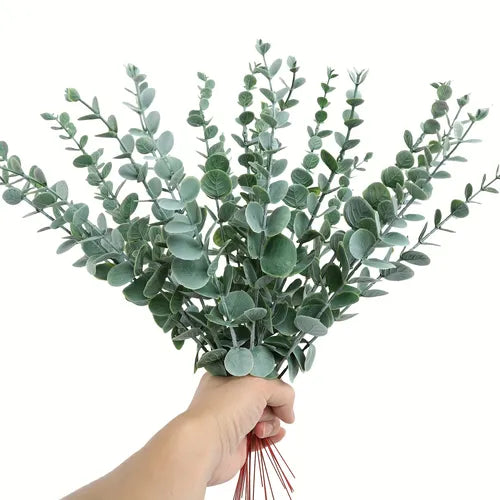 10pcs, Artificial Eucalyptus Stems Faux Eucalyptus Spray Eucalyptus Branches Stems Fake Leaf Stem Fall Decor Plants For Party Wedding Flower Home DIY Decor