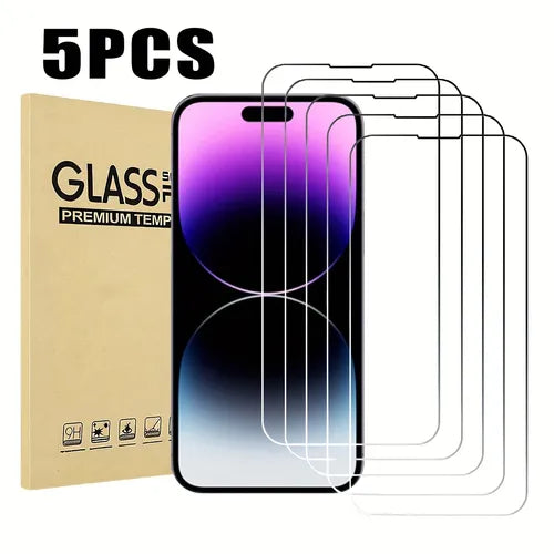 5pcs Clear Tempered Glass Screen Protector For IPhone 14 / IPhone 14 Pro / IPhone 14 Pro Max / IPhone 14 Plus Gift For Birthday/Easter/Boy/Girlfriend