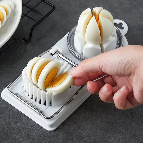 1pc Egg Slicer & Wedger, Multifunctional Egg Cutter, Kitchen Restaurant Cutter, Multipurpose Stainless Steel Wire Cutter, Multifunctional Divider, Egg Fruit And Vegetable Slicer Tool