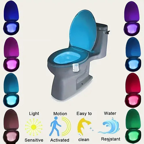 1pc LED Toilet Bowl Light, Motion Sensor Activated Color Changing Bathroom Bowl Light (Without Batteries)