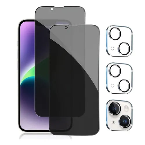 [2+2 Pack] Privacy Screen Protector With Camera Lens Protector Full Coverage Anti-Spy Tempered Glass Film For,iPhone14/14Plus/14Pro/14ProMax ,iPhone13/13Mini/13Pro/13ProMax ,iPhone12/12Mini/12Pro/12ProMax, ,iPhone11/11Pro/11Pro Max