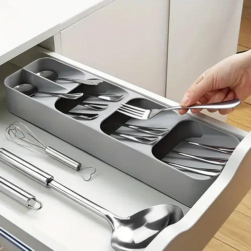 1pc Drawer Flatware Organizers, Cutlery Storage Box, Multifunctional Knife Fork Spoon Sorting Box, Tableware Organizing Box, Kitchen Accessories