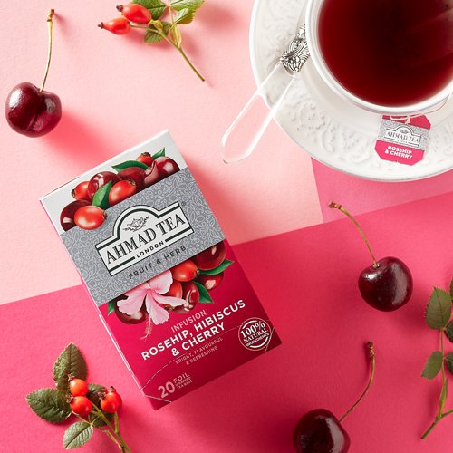 Ahmad Herbal Tea. Rosehip, Hibiscus and cherry 20 teabags