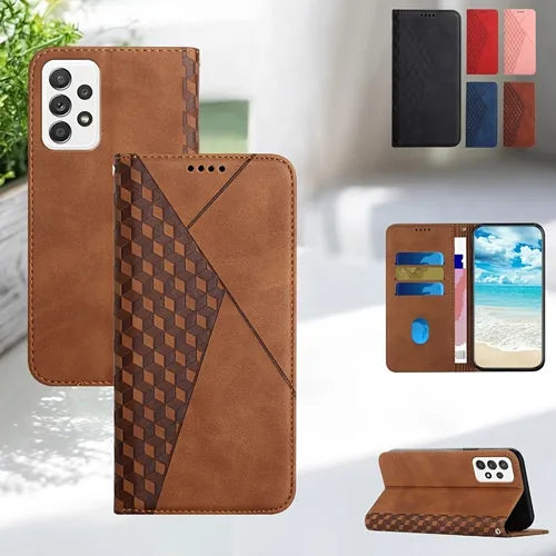 Leather Flip Cover Phone Case With Card Slot Bracket For Samsung Galaxy A42 5G/A51/A51 5G/A52 4G/A52 5G/A52S 5G/A53 5G/A71/A71 5G/A72 5G/A73 5G/F23 5G/M13 5G/M23 5G/M32 5G