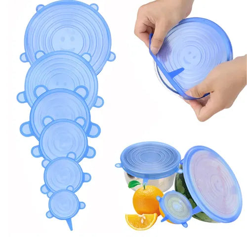 6/12pcs Silicone Stretch Lids, Food Bowl Covers, Reusable Food Saving Cover, Stretchable Multifunctional Fruit And Vegetable Fresh-keeping Cover