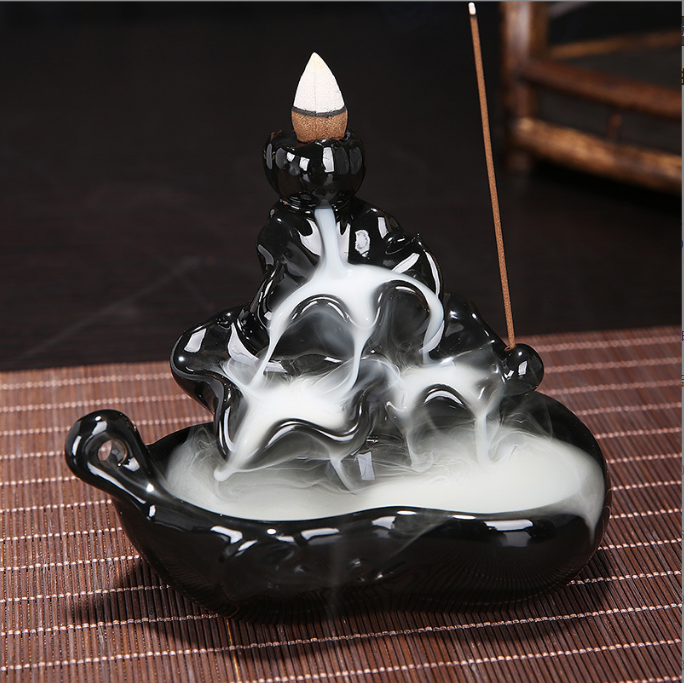 Ceramic Back-Flow Incense Burner Cone/Stick 5"