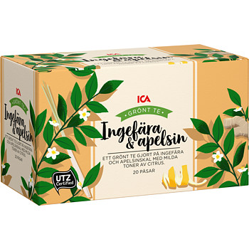 Swedish ICA Green Tea Ginger & orange 20 tea bags